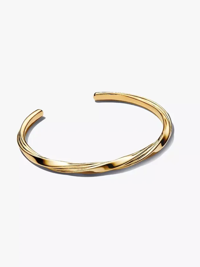 Gedrehter offener Bangle, 14 Karat vergoldet Gedrehter offener Bangle, 14 Karat vergoldet