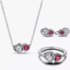 Geschenkset aus Sterlingsilber mit Herz-Halo-Motiv, 3er-Set Geschenkset aus Sterlingsilber mit Herz-Halo-Motiv, 3er-Set
