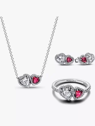 Geschenkset aus Sterlingsilber mit Herz-Halo-Motiv, 3er-Set