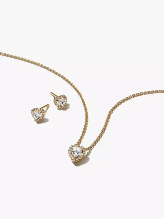 Geschenkset mit goldenem Herzschmuck, 14-karätig vergoldet