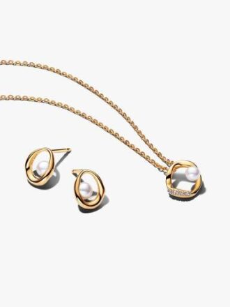 Geschenkset mit organischem Glanz und Perlenschmuck – 14-karätige Vergoldung