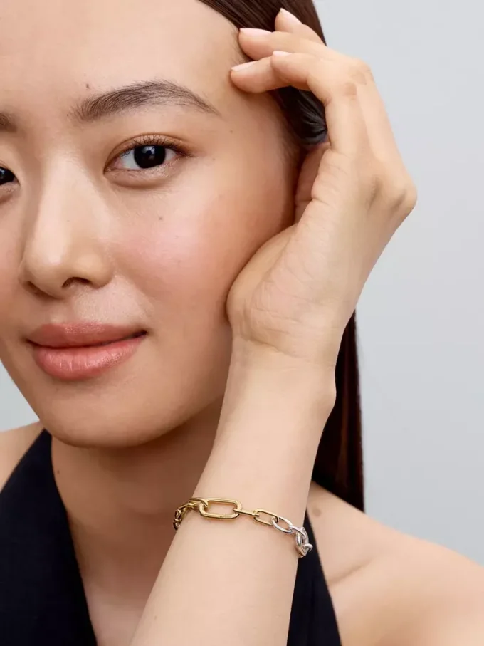 Gliederarmband aus Sterlingsilber, 14-karätig vergoldet Gliederarmband aus Sterlingsilber, 14-karätig vergoldet