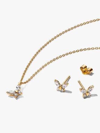 Golden Butterfly Schmuck-Geschenkset – 14-karätige Vergoldung