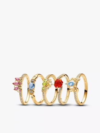 Goldfarbenes Prinzessinnen-Ring-Set, 5er-Set