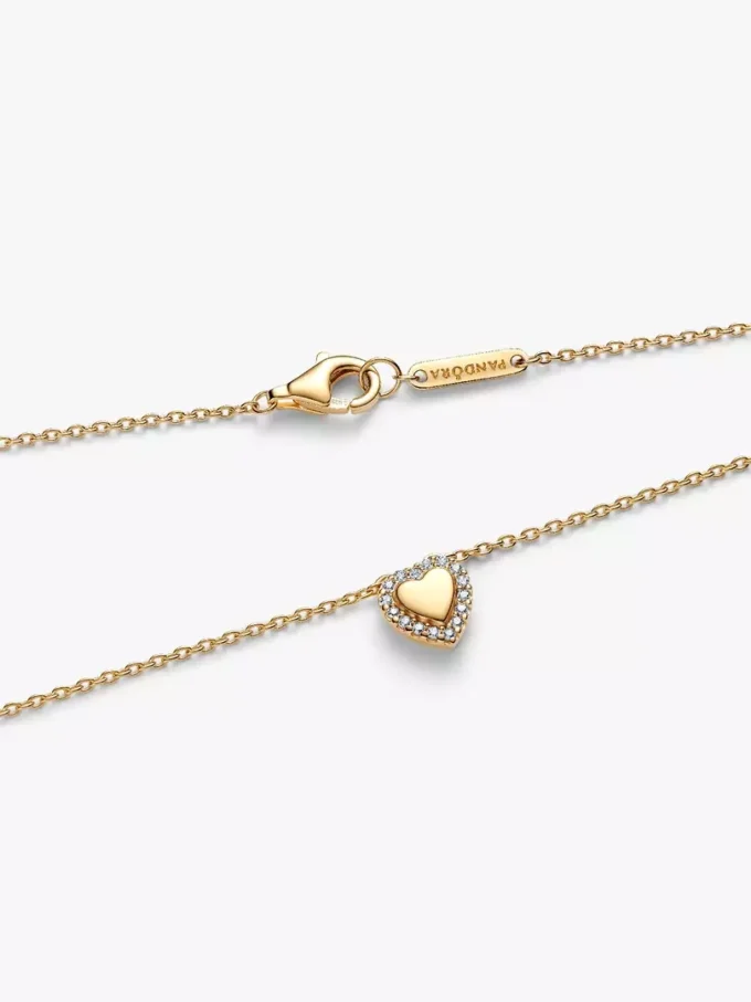 Gravierbare Herz-Halo-Halskette, 14 Karat vergoldet Gravierbare Herz-Halo-Halskette, 14 Karat vergoldet