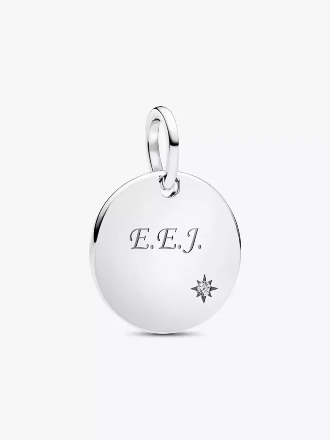 Gravierbarer Anhänger mit im Labor gezüchtetem Diamanten, 0,012 Karat, Sterlingsilber Gravierbarer Anhänger mit im Labor gezüchtetem Diamanten, 0,012 Karat, Sterlingsilber