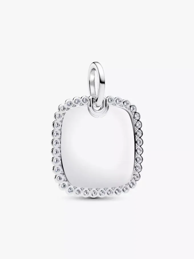Gravierbarer quadratischer Anhänger aus Sterlingsilber Gravierbarer quadratischer Anhänger aus Sterlingsilber