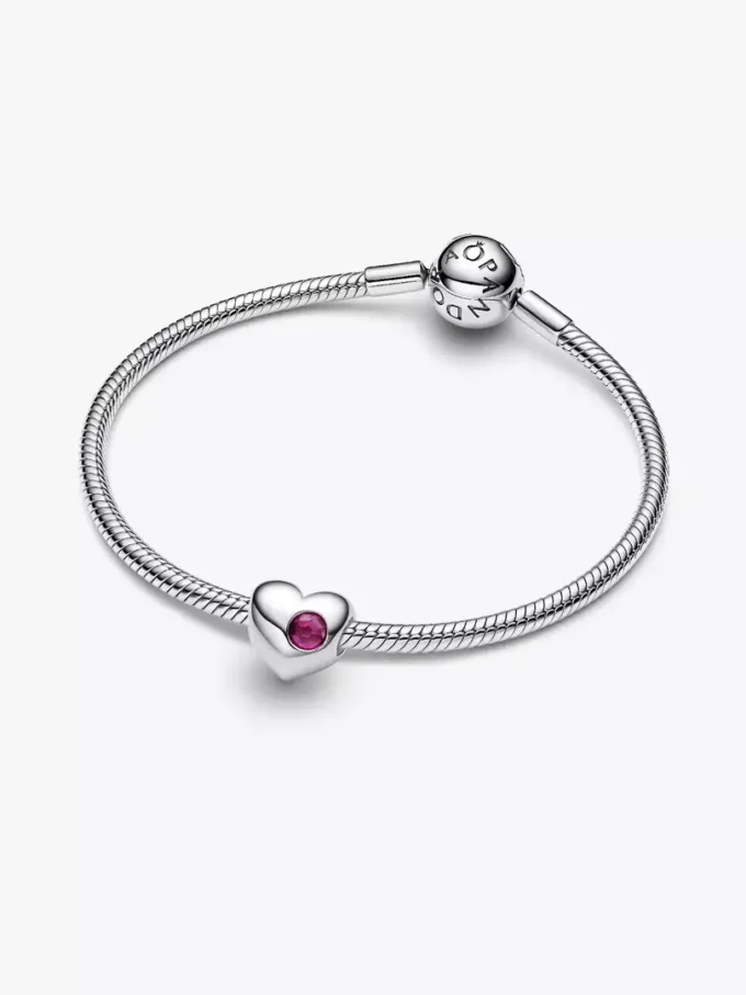 Gravierbarer Herz-Charm aus Sterlingsilber mit echtem roten Stein Gravierbarer Herz-Charm aus Sterlingsilber mit echtem roten Stein