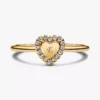 Gravierbarer Herz-Halo-Ring, 14-karätig vergoldet Gravierbarer Herz-Halo-Ring, 14-karätig vergoldet
