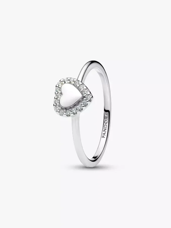 Gravierbarer Herz-Halo-Ring aus Sterlingsilber Gravierbarer Herz-Halo-Ring aus Sterlingsilber