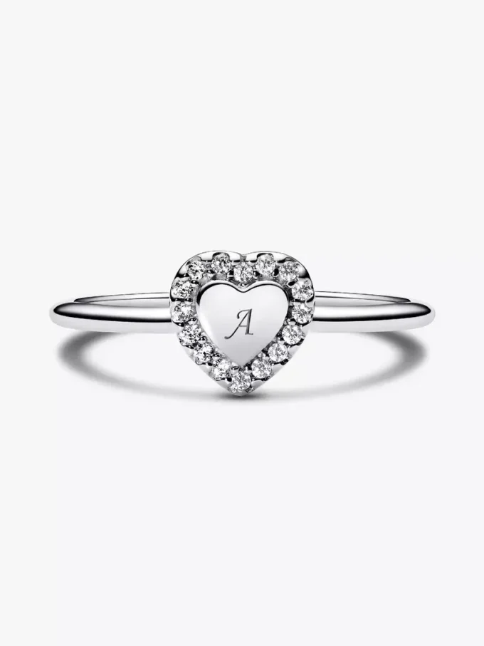 Gravierbarer Herz-Halo-Ring aus Sterlingsilber Gravierbarer Herz-Halo-Ring aus Sterlingsilber