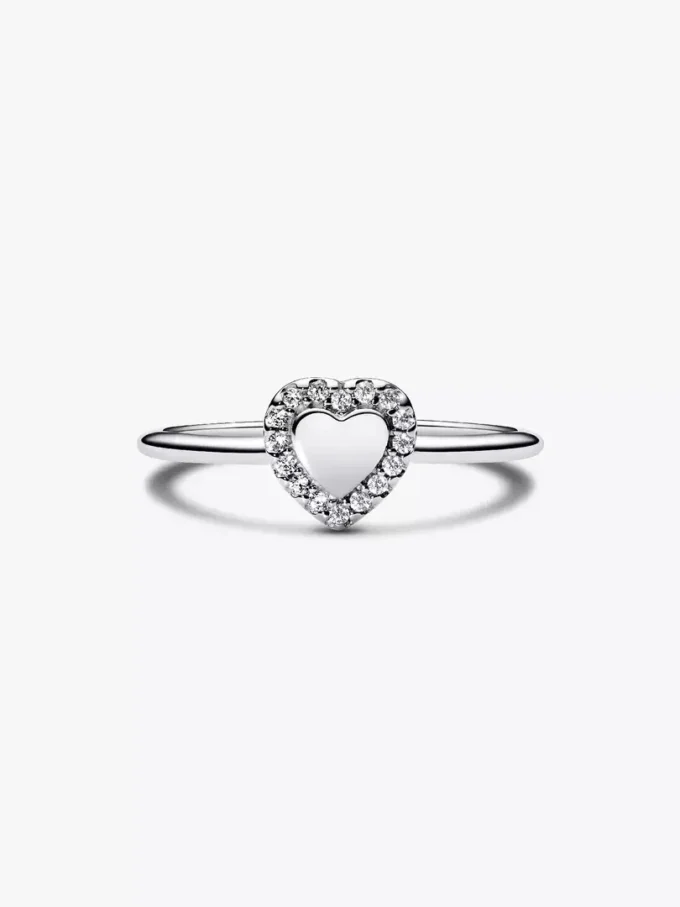 Gravierbarer Herz-Halo-Ring aus Sterlingsilber Gravierbarer Herz-Halo-Ring aus Sterlingsilber