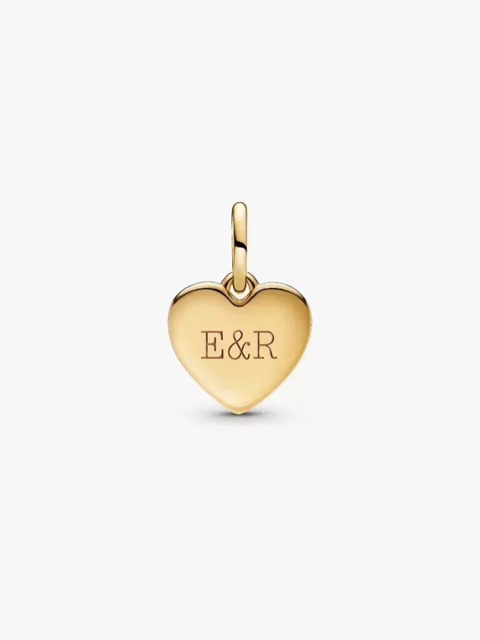 Gravierbarer Liebesherz-Dangle Charm, 14-karätig vergoldet Gravierbarer Liebesherz-Dangle Charm, 14-karätig vergoldet
