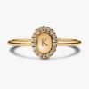 Gravierbarer ovaler Halo-Ring, 14-karätig vergoldet Gravierbarer ovaler Halo-Ring, 14-karätig vergoldet