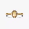 Gravierbarer ovaler Halo-Ring, 14-karätig vergoldet Gravierbarer ovaler Halo-Ring, 14-karätig vergoldet