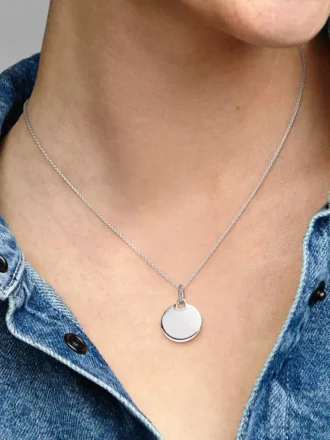 Gravierbarer runder Anhänger aus Sterlingsilber Gravierbarer runder Anhänger aus Sterlingsilber