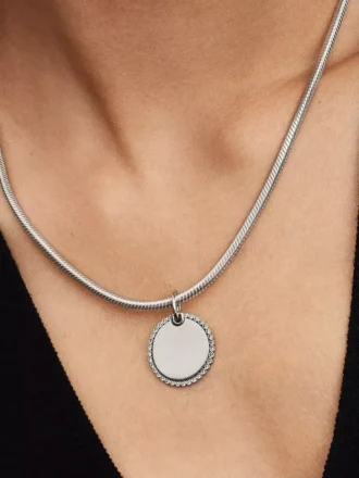Gravierbarer runder Anhänger aus Sterlingsilber Gravierbarer runder Anhänger aus Sterlingsilber