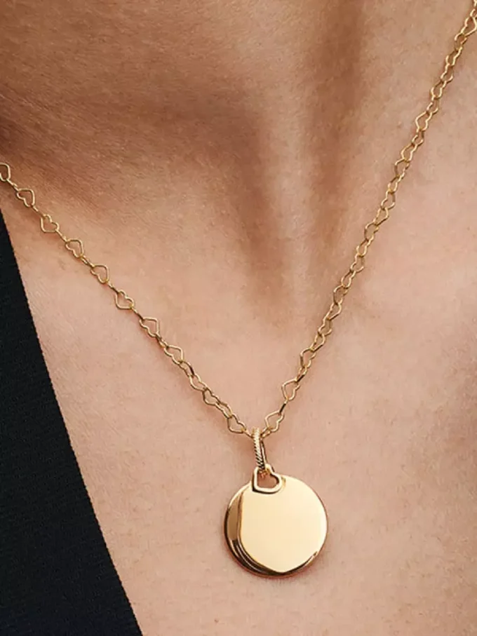 Gravierbarer runder Dangle Charm mit 14-karätiger Vergoldung