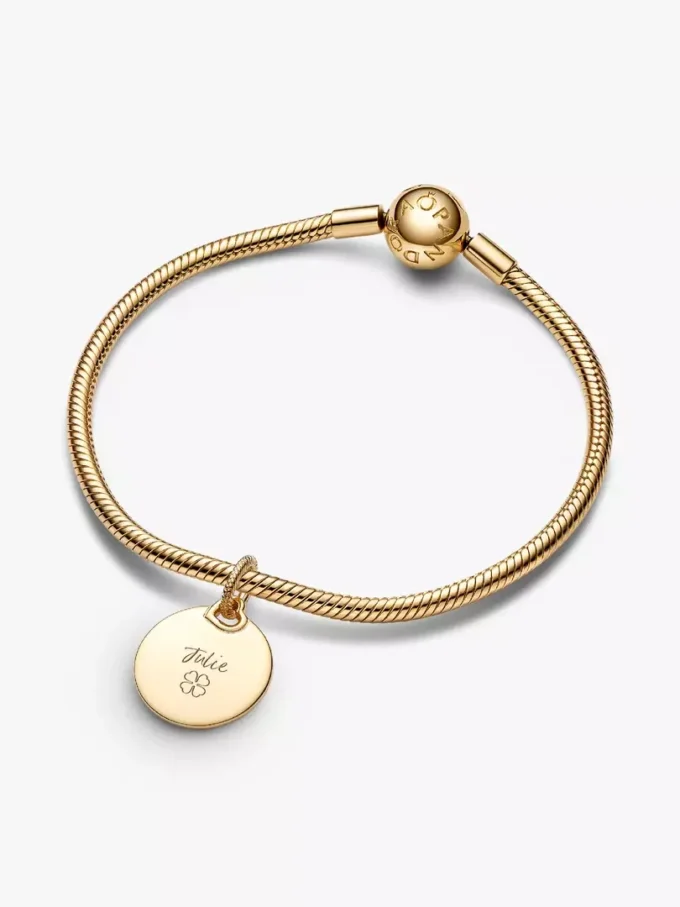 Gravierbarer runder Dangle Charm mit 14-karätiger Vergoldung