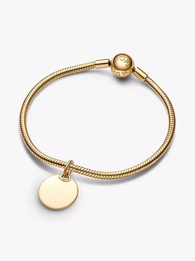 Gravierbarer runder Dangle Charm mit 14-karätiger Vergoldung