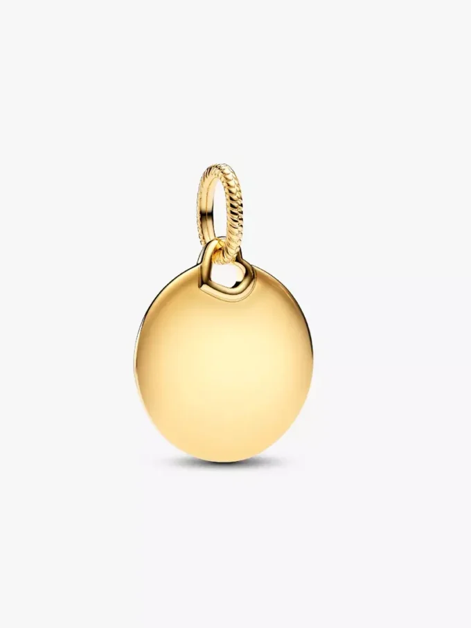 Gravierbarer runder Dangle Charm mit 14-karätiger Vergoldung
