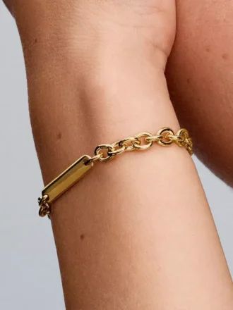 Gravierbares Bar-Link-Armband, 14-karätig vergoldet