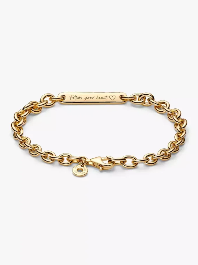 Gravierbares Bar-Link-Armband, 14-karätig vergoldet Gravierbares Bar-Link-Armband, 14-karätig vergoldet