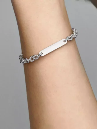 Gravierbares Bar-Link-Armband aus Sterlingsilber Gravierbares Bar-Link-Armband aus Sterlingsilber