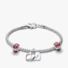 Gravierbares Doppelherz-Charm-Armband-Set – 3er-Set Gravierbares Doppelherz-Charm-Armband-Set – 3er-Set