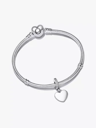 Gravierbares Herz-Dangle Charm-Armband-Set, 2er-Set