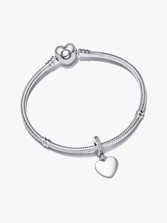 Gravierbares Herz-Dangle Charm-Armband-Set, 2er-Set Gravierbares Herz-Dangle Charm-Armband-Set, 2er-Set