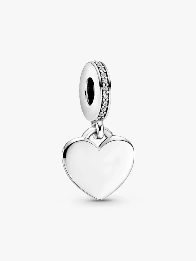 Gravierbares Herz-Dangle Charm-Armband-Set, 2er-Set Gravierbares Herz-Dangle Charm-Armband-Set, 2er-Set
