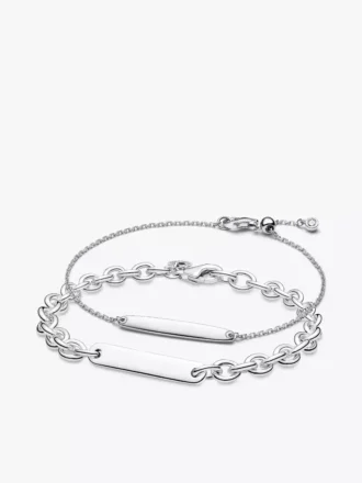 Gravierbares Silberarmband-Set für Sie und Ihn, 2er-Set