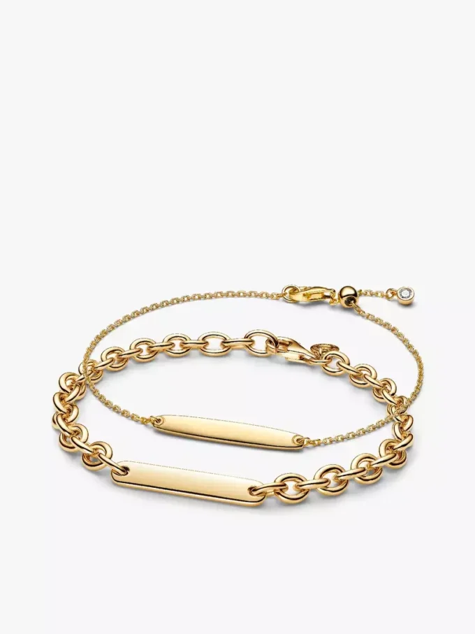 Gravierbares vergoldetes Armband-Set für Sie und Ihn, 2er-Set Gravierbares vergoldetes Armband-Set für Sie und Ihn, 2er-Set