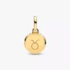 Grünes, gravierbares Mini-Medaillon-Charm, 14-karätig vergoldet Grünes, gravierbares Mini-Medaillon-Charm, 14-karätig vergoldet