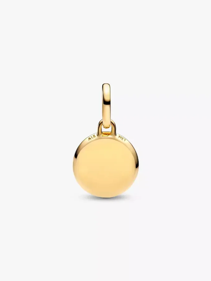 Grünes, gravierbares Mini-Medaillon-Charm, 14-karätig vergoldet Grünes, gravierbares Mini-Medaillon-Charm, 14-karätig vergoldet