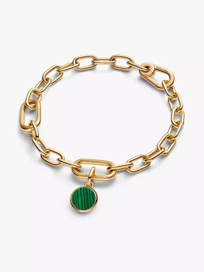 Grünes, gravierbares Mini-Medaillon-Charm, 14-karätig vergoldet Grünes, gravierbares Mini-Medaillon-Charm, 14-karätig vergoldet