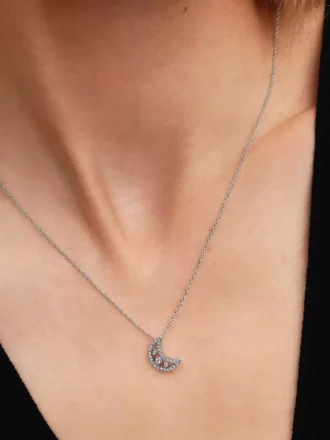 Halbmond-Anhänger-Halskette aus Sterlingsilber