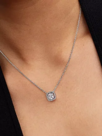 Halo-Anhänger-Halskette aus Sterlingsilber