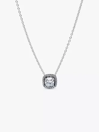 Halo-Anhänger-Halskette aus Sterlingsilber