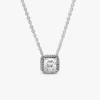 Halo-Halskette mit quadratischem Glanz aus Sterlingsilber Halo-Halskette mit quadratischem Glanz aus Sterlingsilber