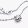 Halo-Halskette mit quadratischem Glanz aus Sterlingsilber Halo-Halskette mit quadratischem Glanz aus Sterlingsilber