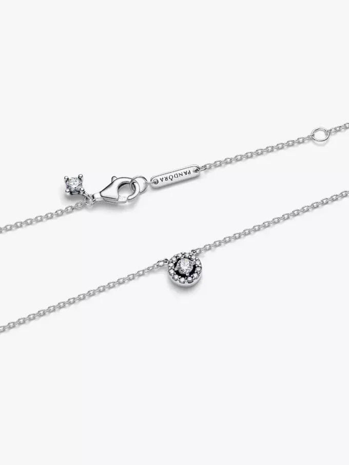 Halo-Halskette mit rundem Pavé aus Sterlingsilber Halo-Halskette mit rundem Pavé aus Sterlingsilber