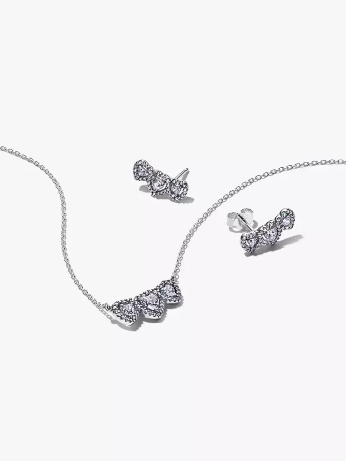 Halo Heart Trio Schmuck-Geschenkset aus Sterlingsilber Halo Heart Trio Schmuck-Geschenkset aus Sterlingsilber