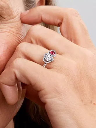 Halo Hearts Ring aus Sterlingsilber