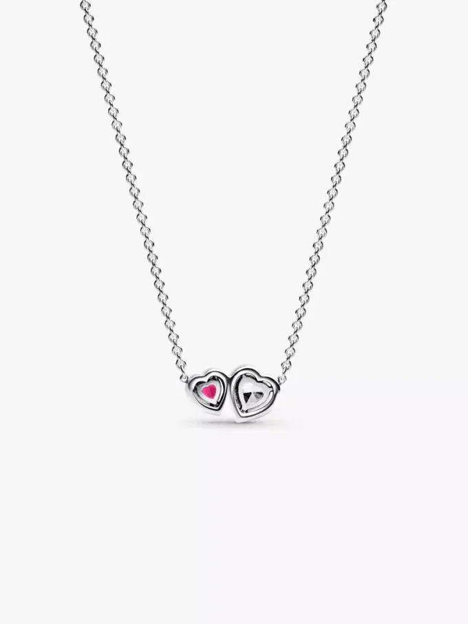 Halo-Herzen-Anhänger-Halskette aus Sterlingsilber Halo-Herzen-Anhänger-Halskette aus Sterlingsilber