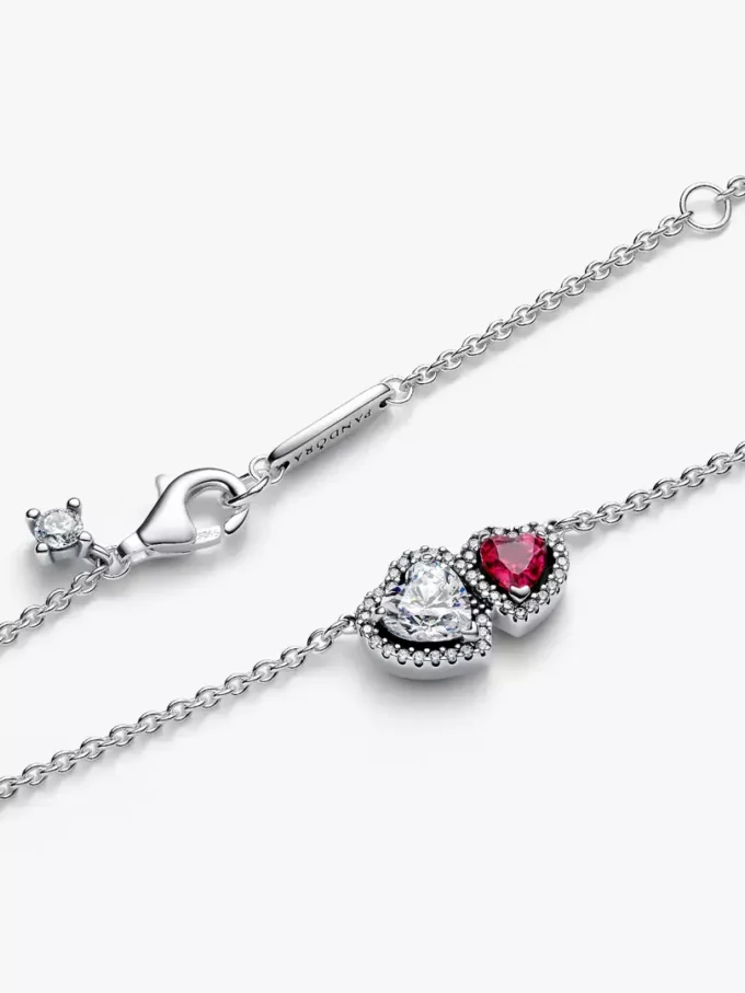 Halo-Herzen-Anhänger-Halskette aus Sterlingsilber Halo-Herzen-Anhänger-Halskette aus Sterlingsilber