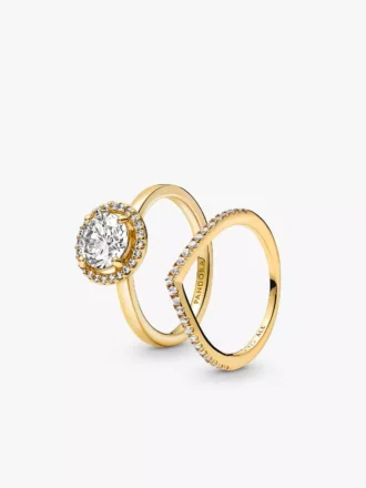 Halo of Gold Sparkling Wishbone Ring Set, 2er-Set