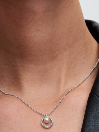 Halskette mit behandelten Süßwasser-Zuchtperlen und Pavé-Collier – Sterlingsilber