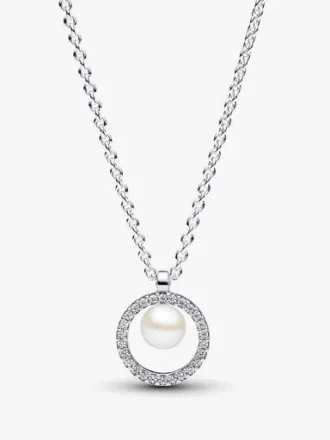 Halskette mit behandelten Süßwasser-Zuchtperlen und Pavé-Collier – Sterlingsilber
